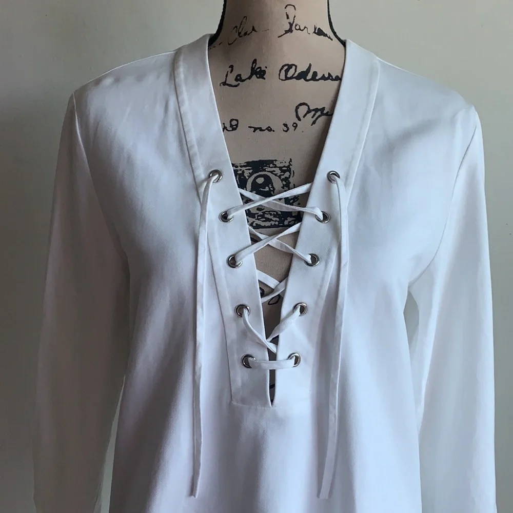 & Other Stories Dress Mini Lace Up White 10